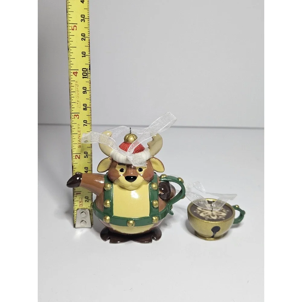 Hallmark 2020 Tea Time Reindeer Teapot Teacup Porcelain Ornament Set 5th Series